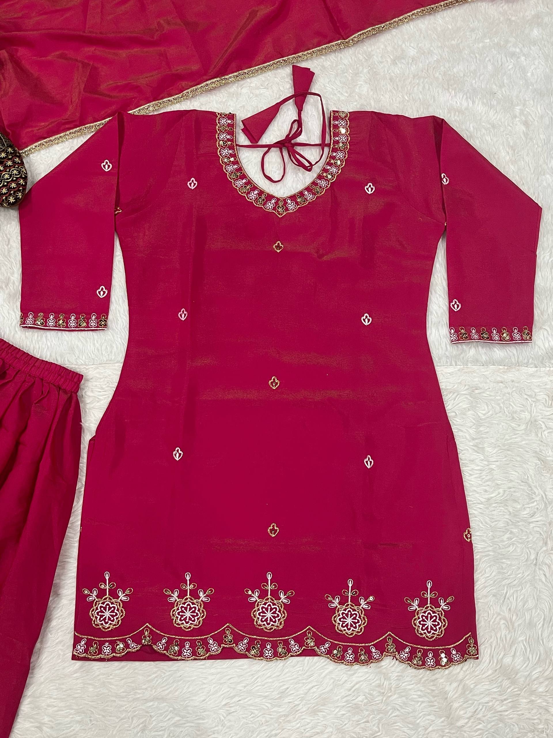 Radiant Rani Pink Embroidered Silk Couture
